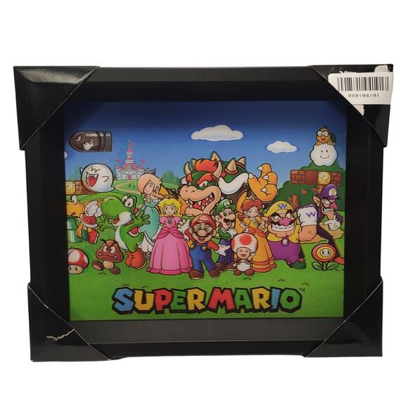 Nintendo Super Mario Bros 3D Lenticular Framed Wall Art Shadow Box - Picture 1 of 4